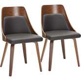 Anabelle Dining Accent Chair in Walnut Wood & Brown Leatherette (Set of 2)
